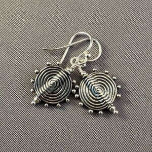 Starburst Spiral Sterling Silver Earrings
